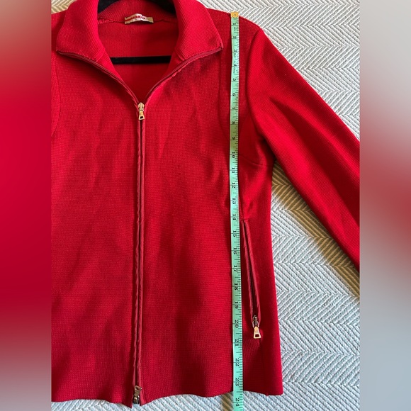 Prada Red Wool Zip-up Sweater, woman’s size 44 (S/M) - Picture 4 of 12